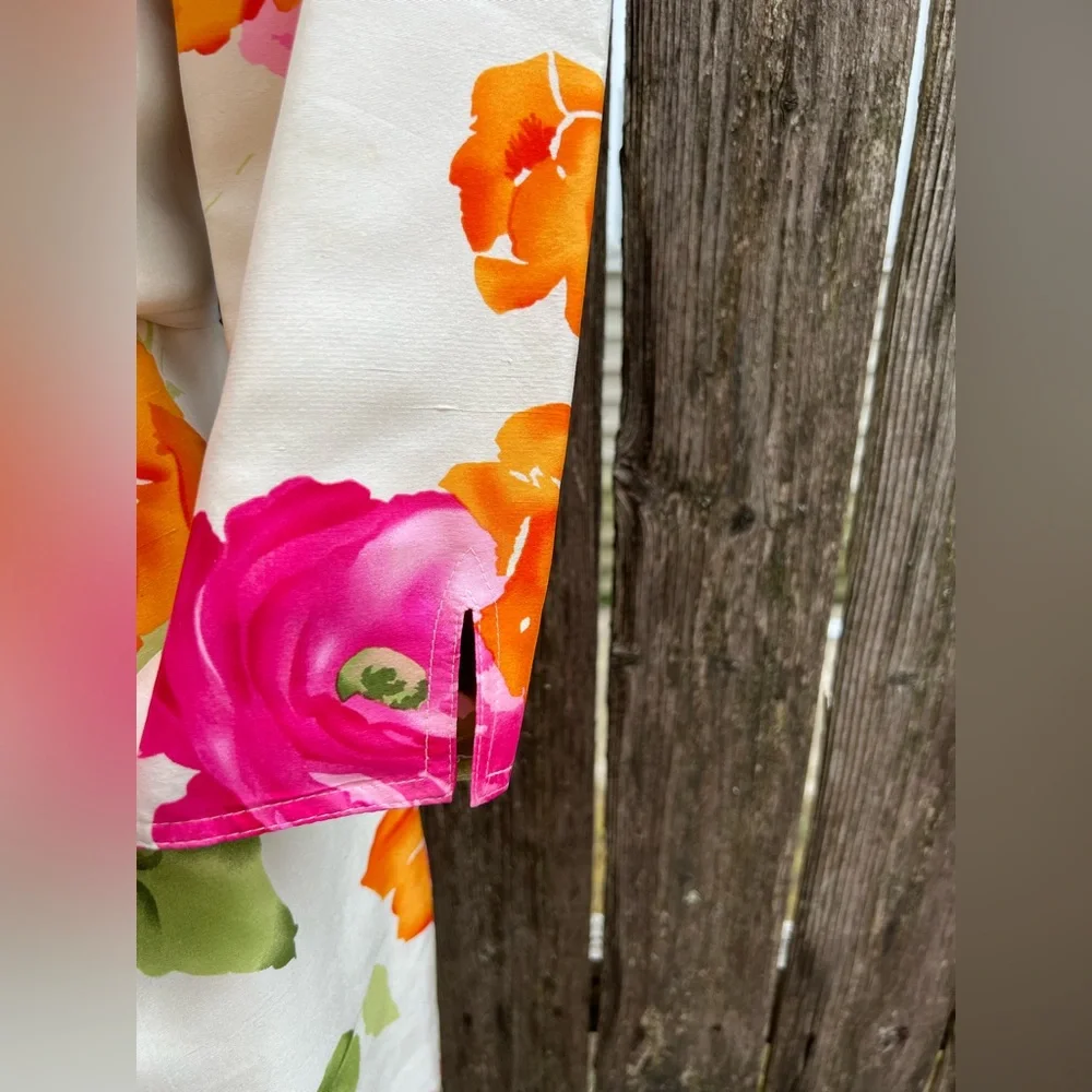 🍎 Teri Jon Silk Floral Sheath Dress With Cropped Jacket Self Tie Size 6 (AA3) - Picture 10 of 11